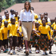 Melania Trump walks with children as she visits the Nest Childrens Home Orphanage, which primarily cares for children who’s parents have been incarcerated, in Nairobi on October 5, 2018, during the third leg of a solo tour of Africa.